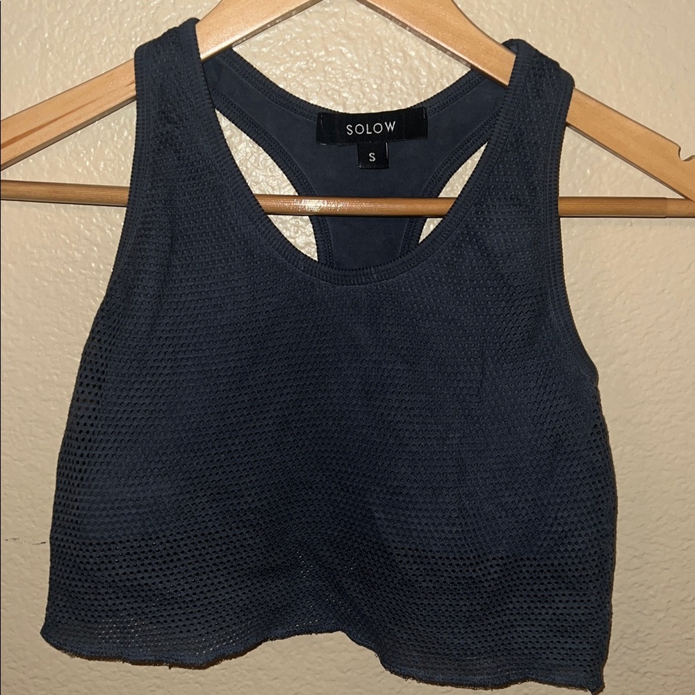 SOLOW Dark Blue Mesh Tank Top